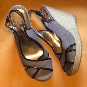 Banana Republic Navy Espadrille Wedge Sandals
